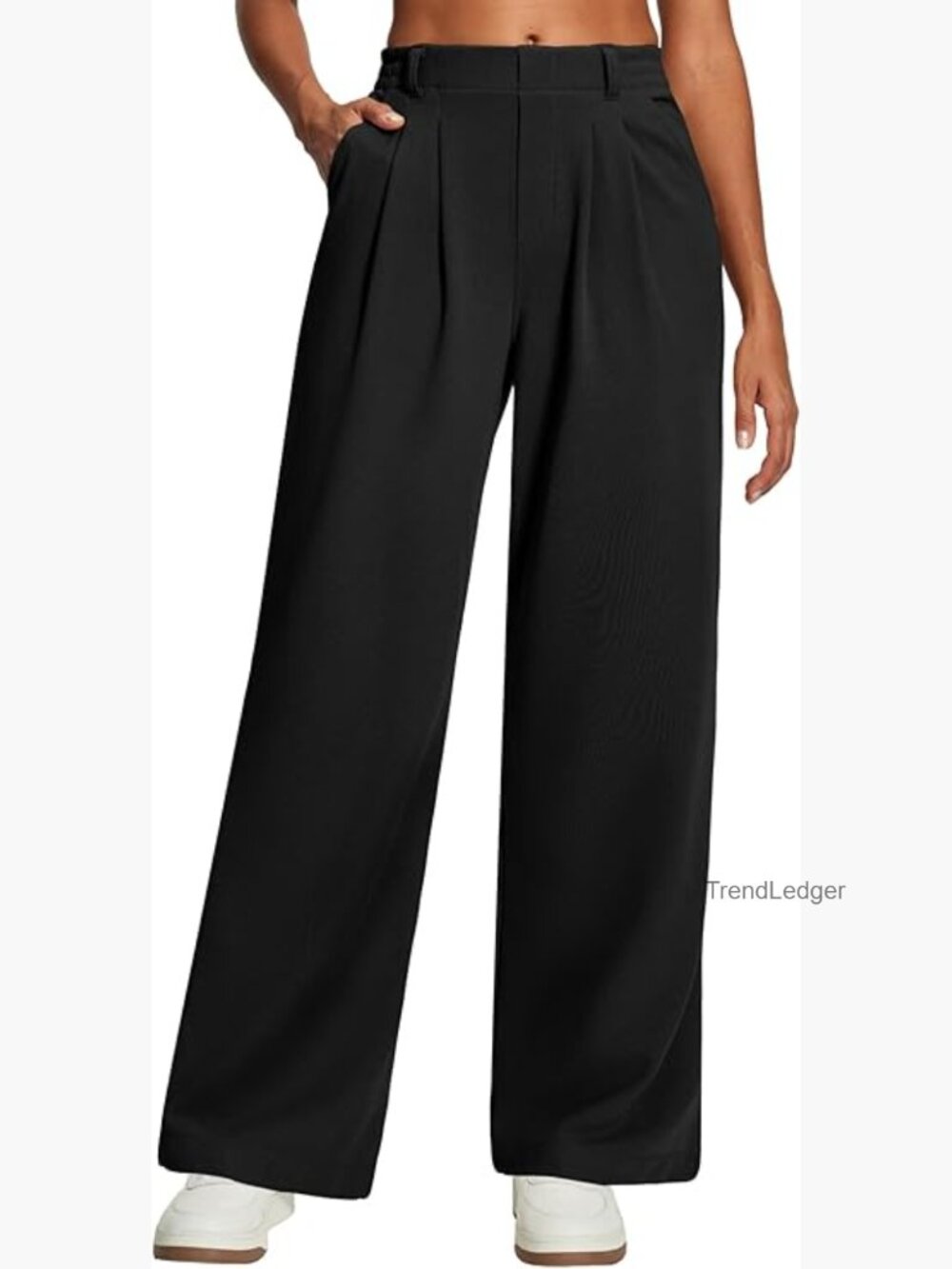Wide Leg Stretchy Work Pants Women Pull On Dress Pants High Waisted Business